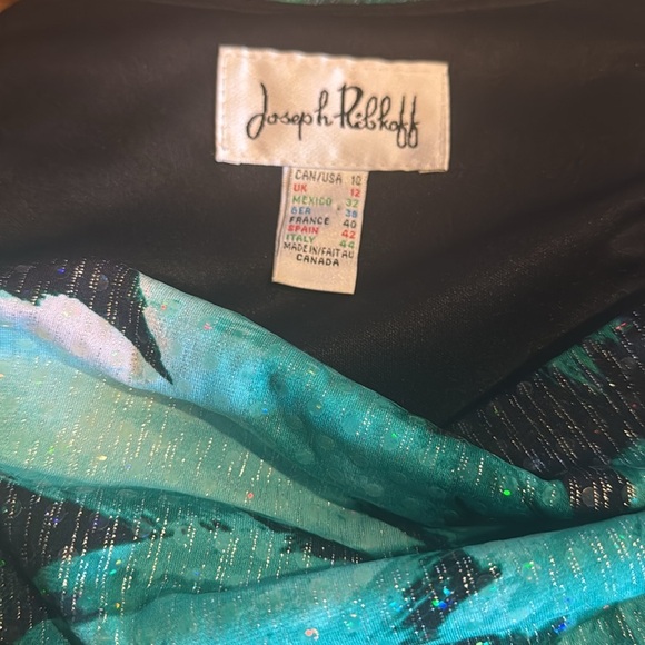 Joseph Ribkoff black shades of green floral silver thread clear sequin midi. 10 - Picture 7 of 8